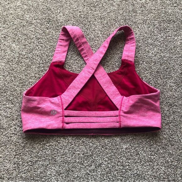 LULULEMON SPORTS BRA RED AND PINK CROSSBACK SIZE 8 - Picture 4 of 6